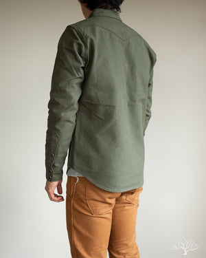 Iron Heart IHSH-235-OLV Military Serge Olive Western Shirt