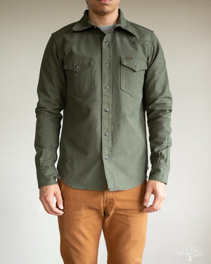 Iron Heart IHSH-235-OLV Military Serge Olive Western Shirt