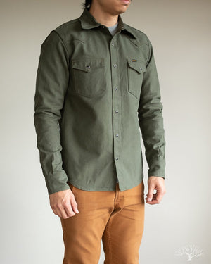 Iron Heart IHSH-235-OLV Military Serge Olive Western Shirt