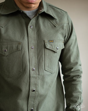 Iron Heart IHSH-235-OLV Military Serge Olive Western Shirt