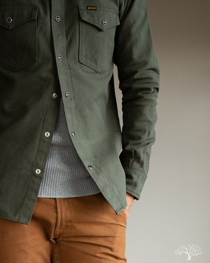 Iron Heart IHSH-235-OLV Military Serge Olive Western Shirt