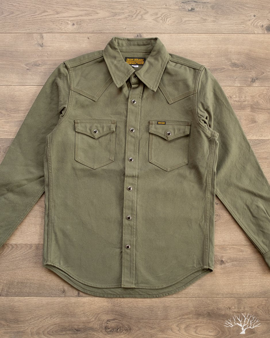 Iron Heart IHSH-235-OLV Military Serge Olive Western Shirt