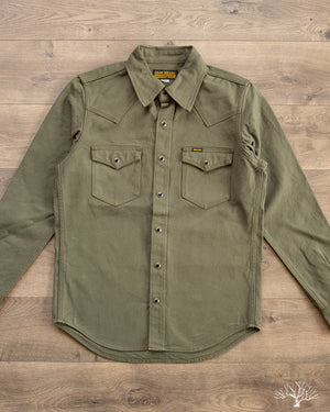 Iron Heart IHSH-235-OLV Military Serge Olive Western Shirt
