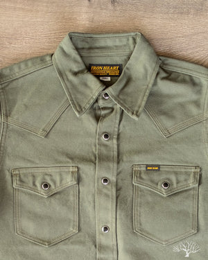 Iron Heart IHSH-235-OLV Military Serge Olive Western Shirt