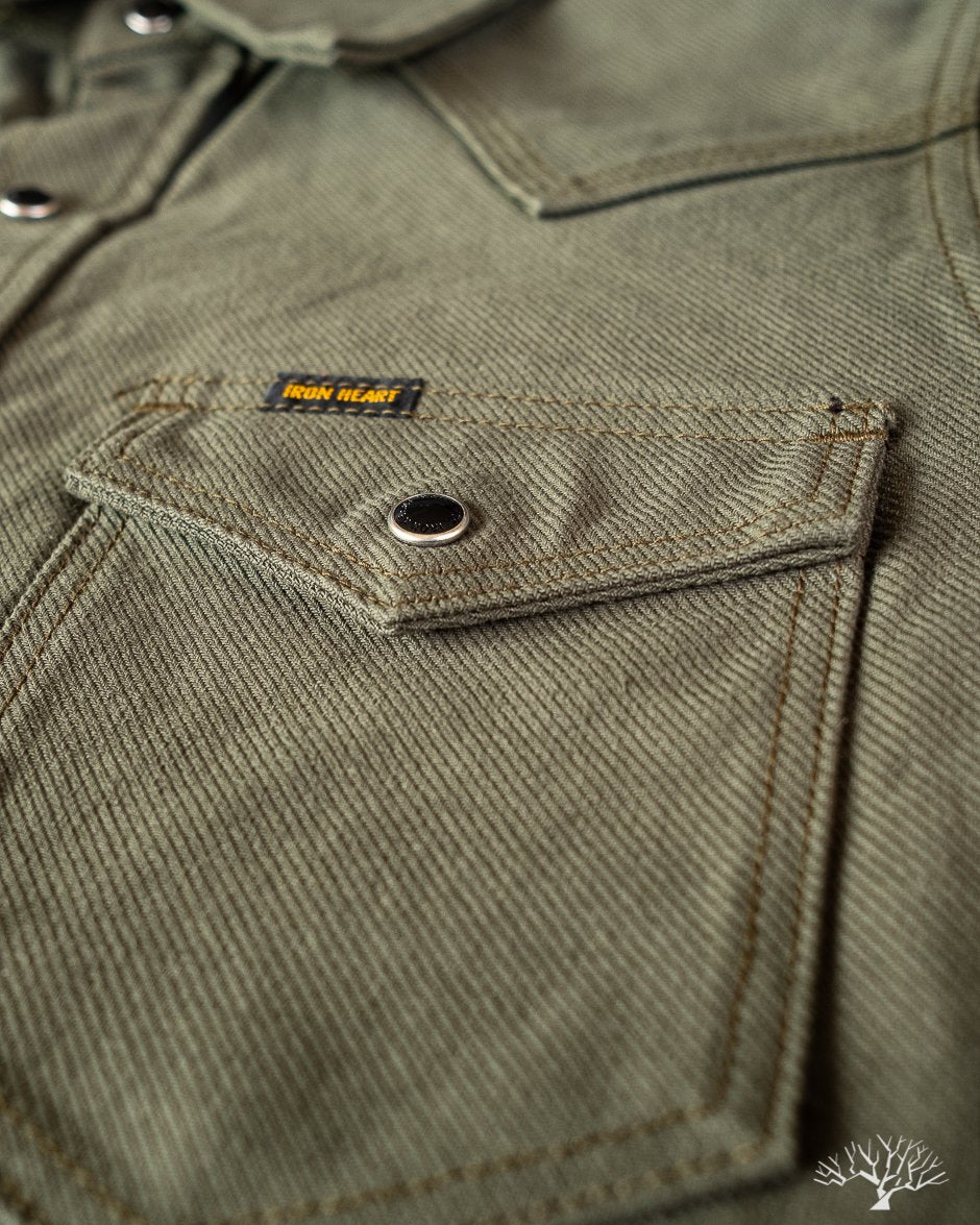 Iron Heart IHSH-235-OLV Military Serge Olive Western Shirt