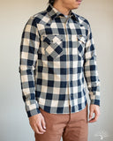 Iron Heart Ultra Heavy Flannel Navy-Ivory Buffalo Check Flannel Western Shirt