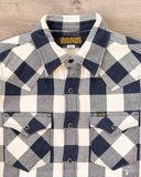 Iron Heart Ultra Heavy Flannel Navy-Ivory Buffalo Check Flannel Western Shirt