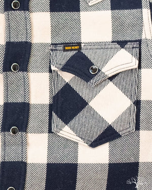 Iron Heart Ultra Heavy Flannel Navy-Ivory Buffalo Check Flannel Western Shirt