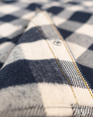 Iron Heart Ultra Heavy Flannel Navy-Ivory Buffalo Check Flannel Western Shirt