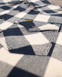 Iron Heart Ultra Heavy Flannel Navy-Ivory Buffalo Check Flannel Western Shirt