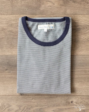 Merz b. Schwanen 215 Crew Neck Tee - Striped Ink Blue / Nature