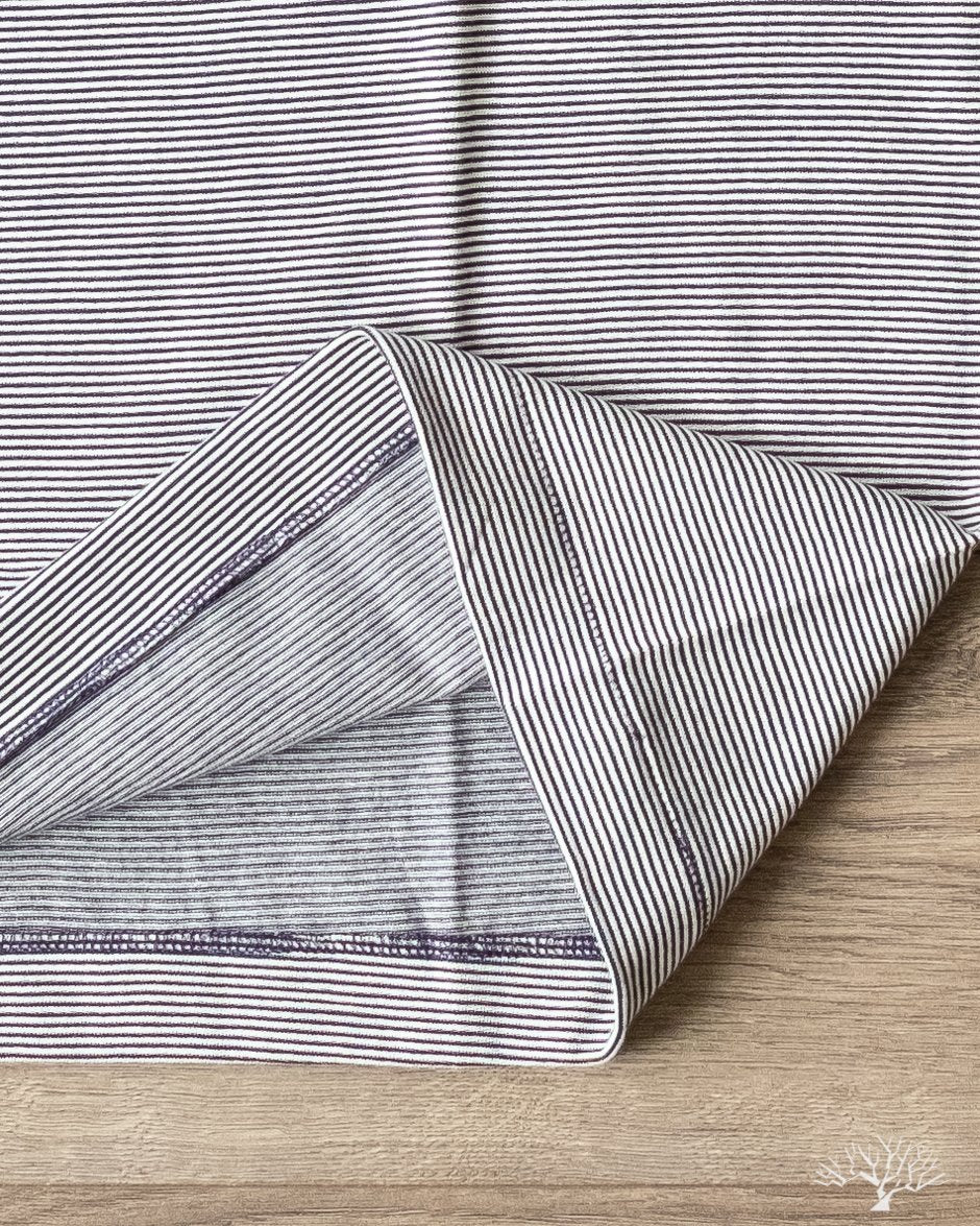 Merz b. Schwanen 215 Crew Neck Tee - Striped Ink Blue / Nature