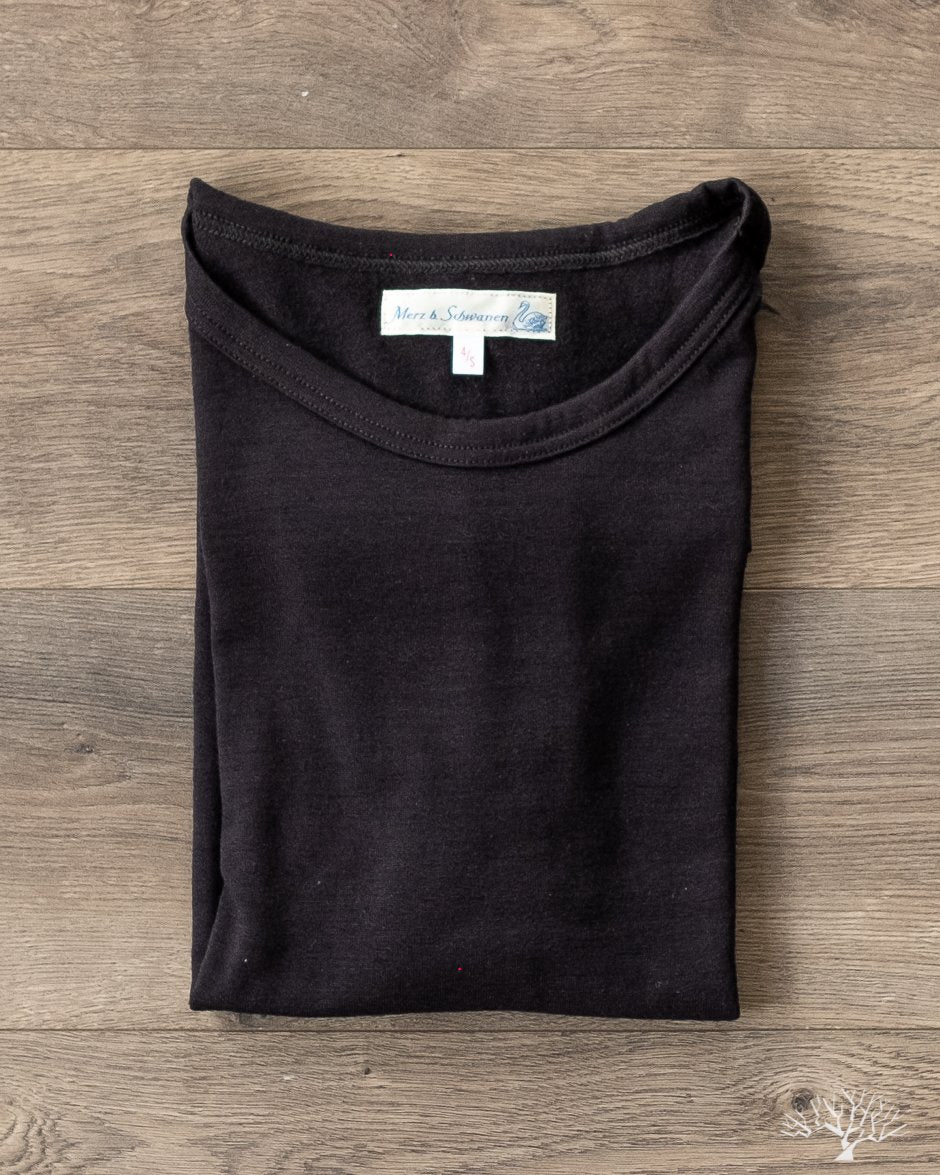 Merz b. Schwanen 2W15 Merino Wool Crew Neck Tee - Black