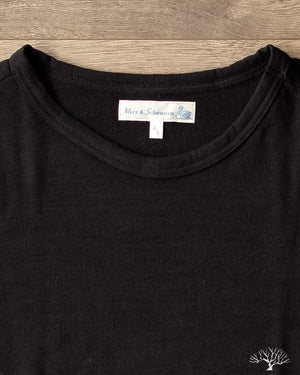 Merz b. Schwanen 2W15 Merino Wool Crew Neck Tee - Black