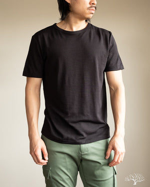 Merz b. Schwanen 2W15 Merino Wool Crew Neck Tee - Black
