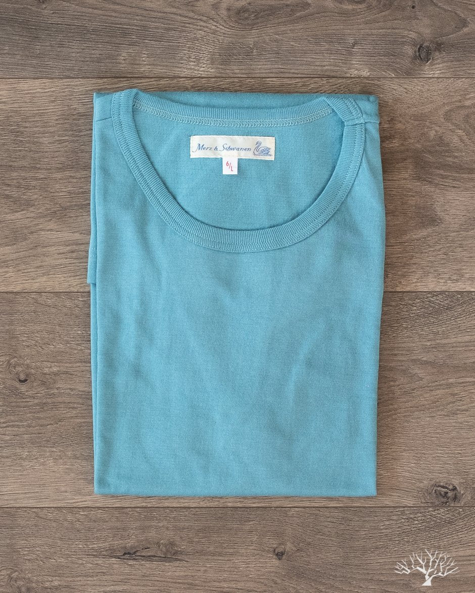 Merz b. Schwanen - 1950s Organic Cotton Crew Neck Tee - Aqua