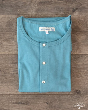 Merz b. Schwanen 207 Short Sleeve Henley - Aqua
