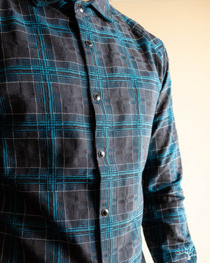 DMT Check Raglan Shirt - Blue/Grey