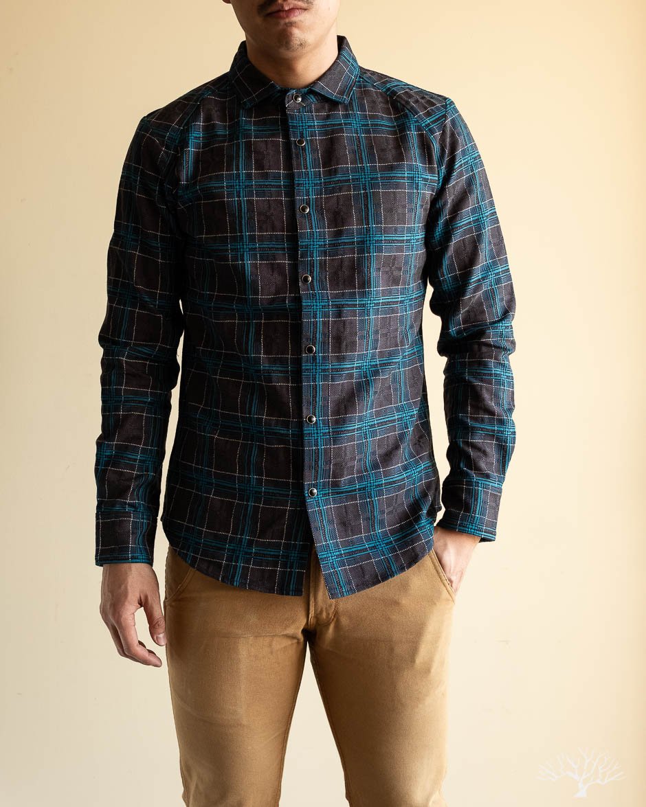 DMT Check Raglan Shirt - Blue/Grey