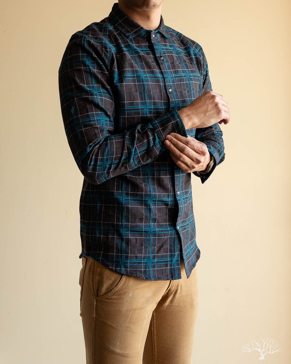 DMT Check Raglan Shirt - Blue/Grey