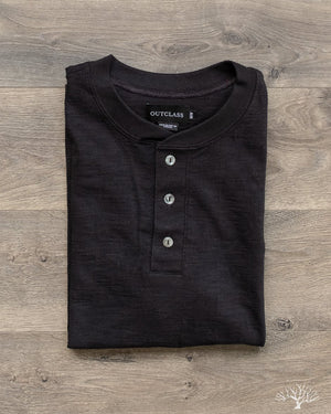 Slub Short-Sleeve Henley - Black