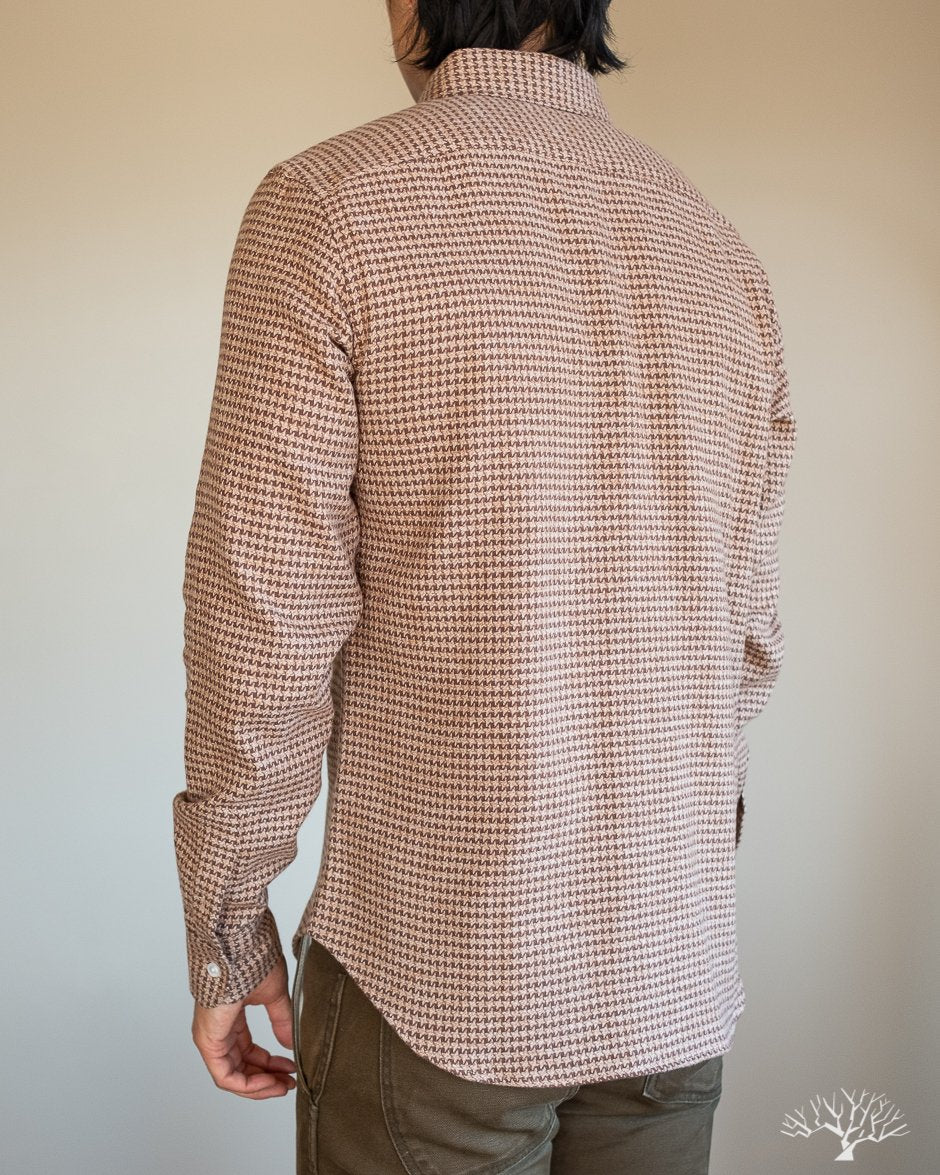 Houndstooth Flannel Shirt - Camel