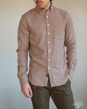 Houndstooth Flannel Shirt - Camel