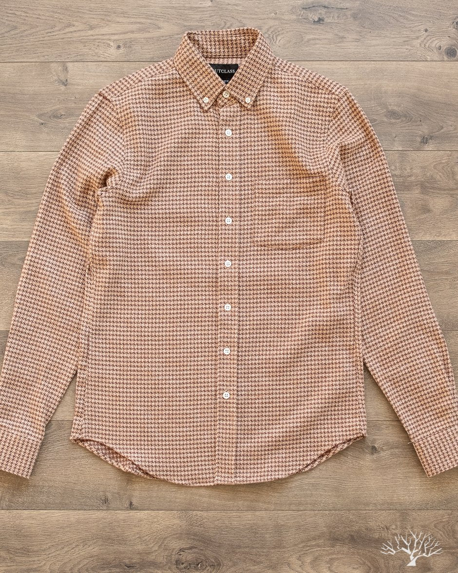 Houndstooth Flannel Shirt - Camel