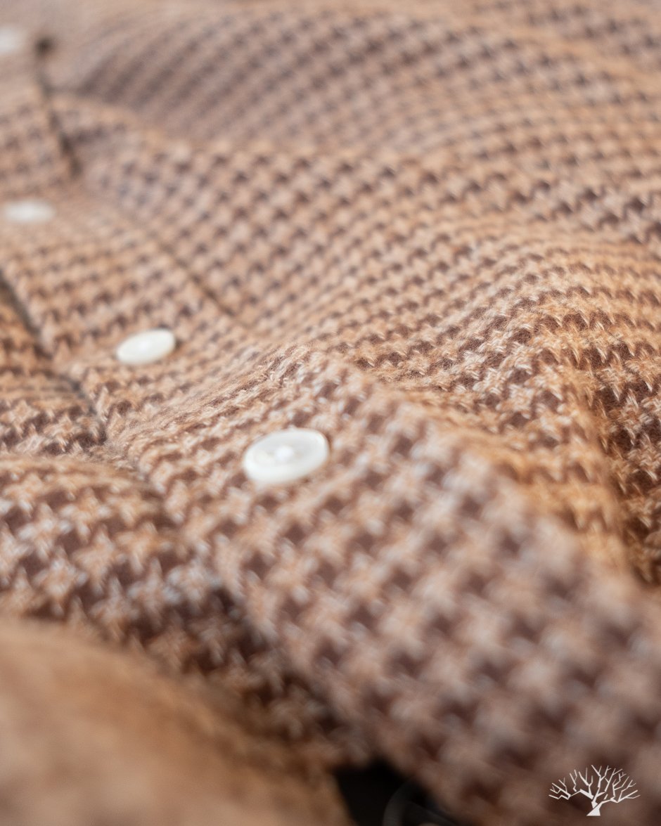 Houndstooth Flannel Shirt - Camel