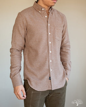 Houndstooth Flannel Shirt - Camel