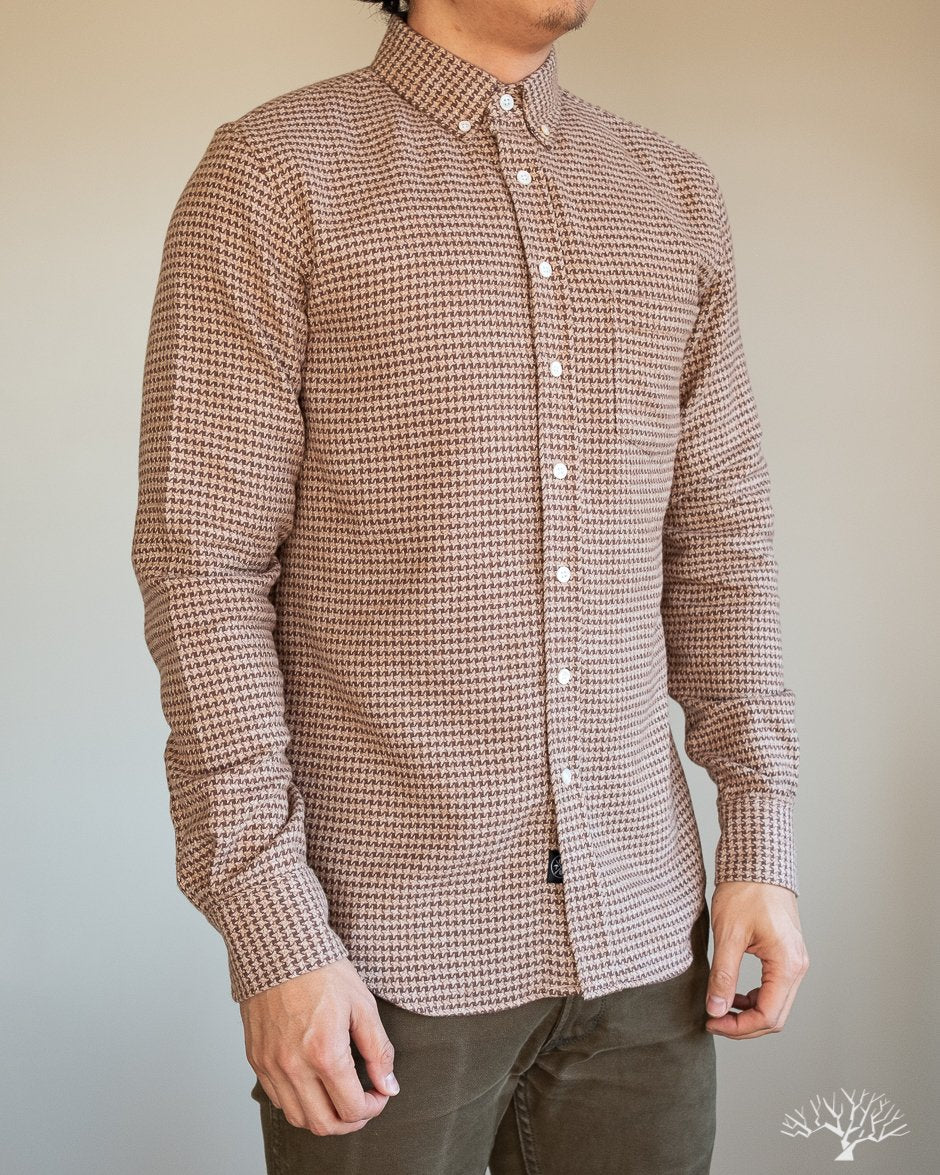 Houndstooth Flannel Shirt - Camel