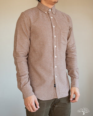 Houndstooth Flannel Shirt - Camel