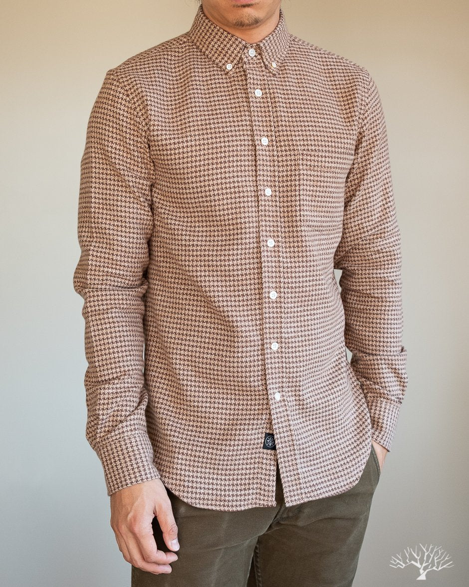 Houndstooth Flannel Shirt - Camel