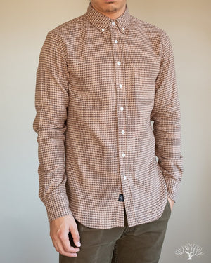 Houndstooth Flannel Shirt - Camel