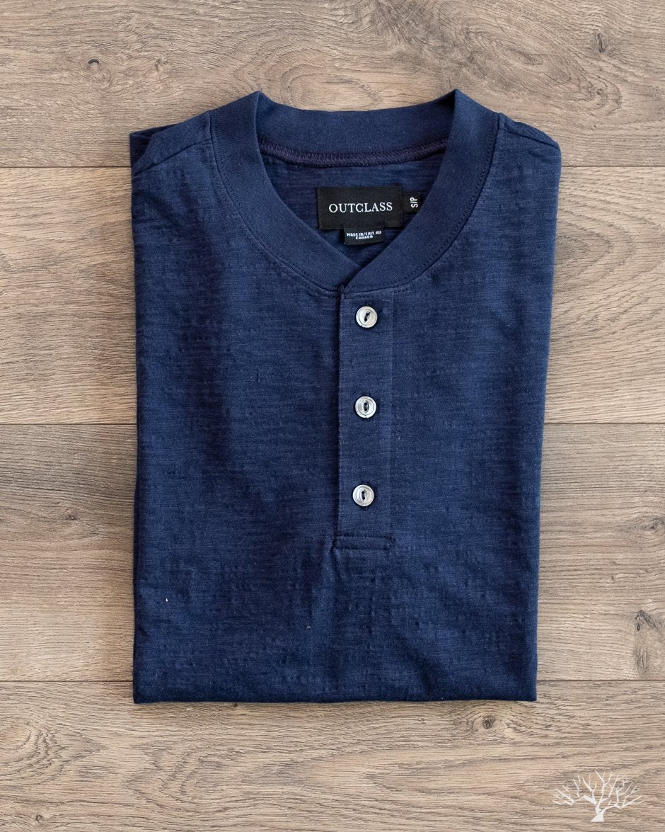 Outclass Slub Short-Sleeve Henley - Indigo