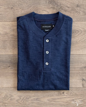 Outclass Slub Short-Sleeve Henley - Indigo