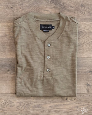 Outclass Slub Short-Sleeve Henley - Olive