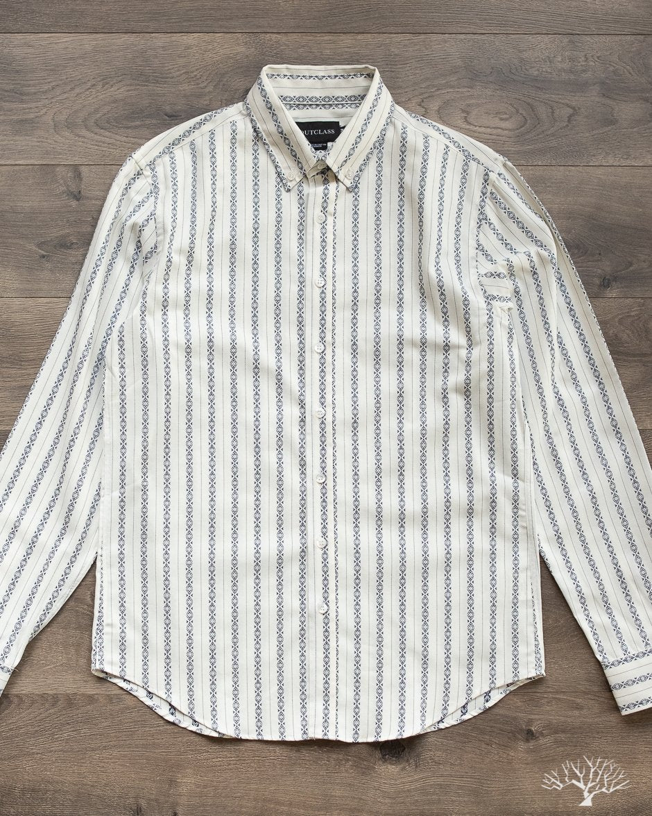 White Southwestern Long-Sleeve Shirt