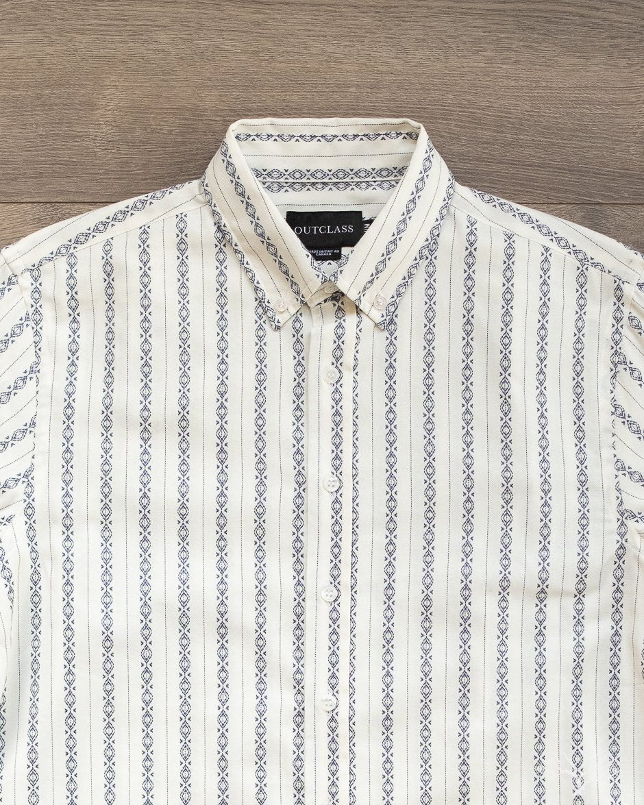 White Southwestern Long-Sleeve Shirt