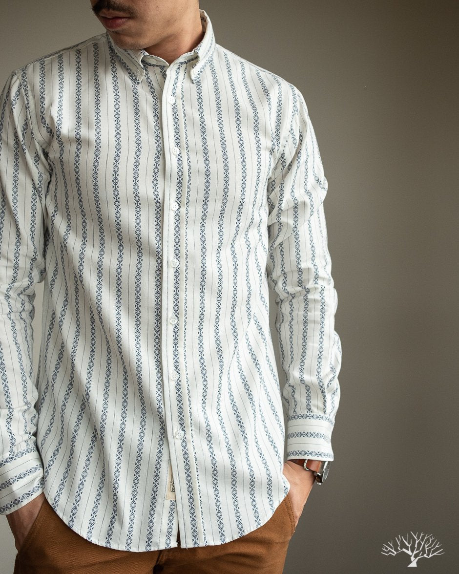 White Southwestern Long-Sleeve Shirt