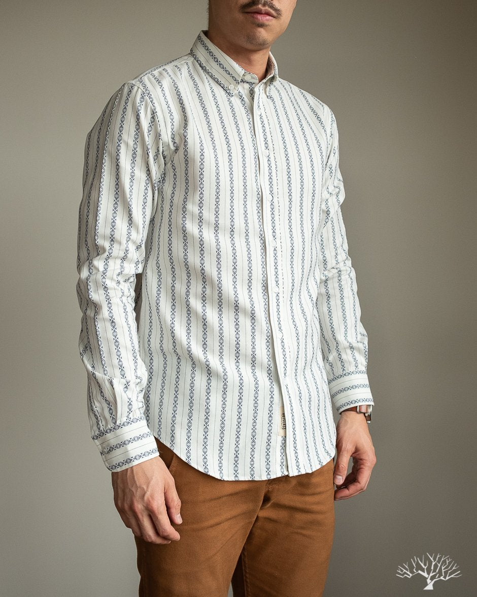 White Southwestern Long-Sleeve Shirt