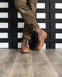 Viberg Brown Horsebutt Bobcat Boot comes in a 1035 Last, Dove Tail heel and Natural Leather Sole