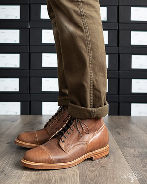 Viberg Brown Horsebutt Bobcat Boot comes in a 1035 Last, Dove Tail heel and Natural Leather Sole