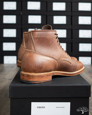 Viberg Brown Horsebutt Bobcat Boot comes in a 1035 Last, Dove Tail heel and Natural Leather Sole