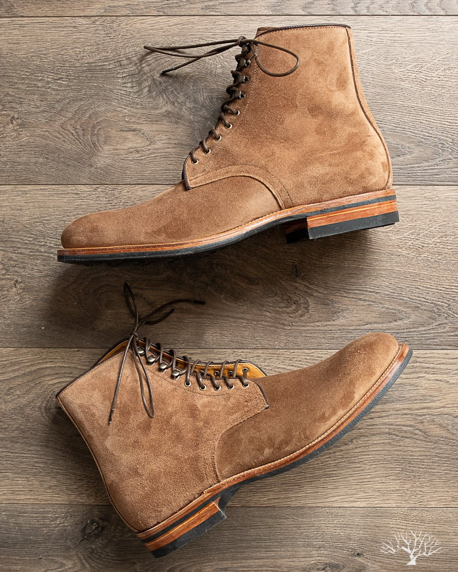 Viberg Halkett Derby Boot Bison Calf Suede 2020 Last and Dainite Sole
